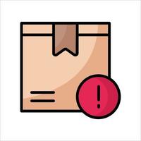 Shipping box error outline color icon vector