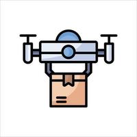 Icono de color de contorno de drone de entrega de paquetes vector