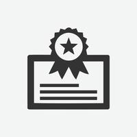 icono de vector de certificado. símbolo de icono de logro. Ilustración de vector de certificado sobre fondo aislado