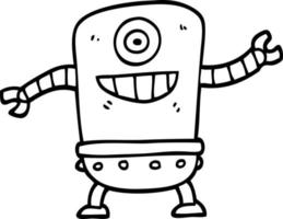 line drawing cartoon robot vector