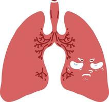 pulmones de dibujos animados de estilo de color plano vector