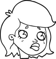 line drawing cartoon sad girl vector