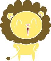 laughing lion flat color style cartoon vector