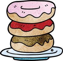 cartoon doodle plate of donuts vector