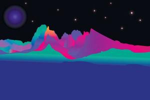 Mountains background neon vector