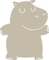 flat color style cartoon hippo vector