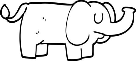 elefante divertido de dibujos animados de dibujo lineal vector