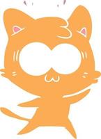 flat color style cartoon surprised cat vector