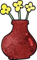 cartoon doodle flower vase vector