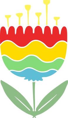 flat color style cartoon patterned flower