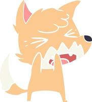 angry flat color style cartoon fox vector
