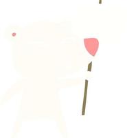 oso polar de dibujos animados de estilo de color plano con cartel vector