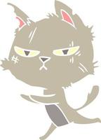 tough flat color style cartoon cat running vector