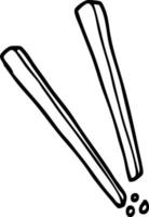 line drawing cartoon wooden chopsticks vector