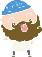 man with beard sticking out tongue vector