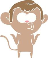 flat color style cartoon confused monkey vector