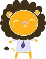 flat color style cartoon lion in business clothes vector