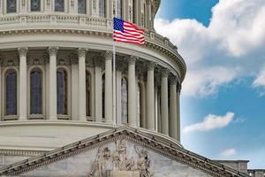 Washington DC Capitol view on cloudy sky photo