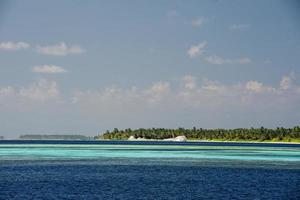 maldives tropical paradise beach crystal water coconut tree island photo