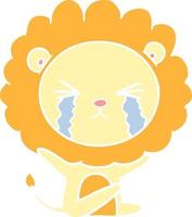 flat color style cartoon crying lion vector