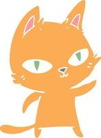 flat color style cartoon cat staring vector