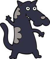 cartoon doodle dog waving vector