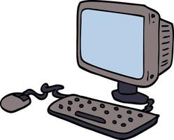 cartoon doodle office computer vector