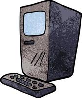 cartoon doodle computer and keyboard vector