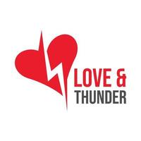 Heart or Love and Thunder typography symbol logo vector