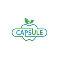 Apple and capsule logo nutrition vector