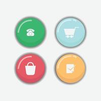 Shiny cute web buttons flat design vector