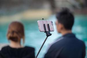 selfie remote control on cellular phone photo