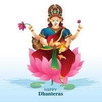 Goddess maa laxmi illustration with coins for indian festival haapy dhanteras background
