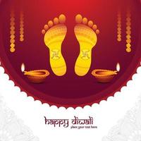 Happy diwali festival for goddess maa lakshmi charan or paduka background vector