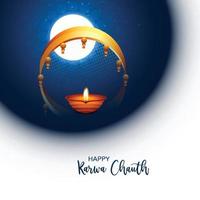 feliz karwa chauth celebración tarjeta festival fondo vector