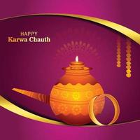 Happy karwa chauth celebration card festival background vector