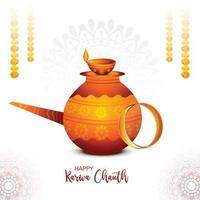 Beautiful indian festival of karwa chauth celebration card background vector