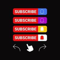 Subscribe button set with red color. minimal, flat, bell, icon vector