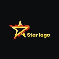 Gold star logo vector with fire. Minimalist abstract style design