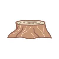 Tree stump. Cartoon style. Vector art hand drawn on white background.