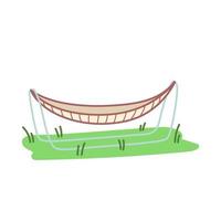 Garden hammock on the lawn. Cartoon style. Vector art hand drawn on white background.