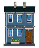 European two-story house. Vector illustration isolated on white background.