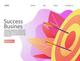 Success business hitting target.Goal achievement. Vector realistic illustration.Landing page website concept.Isolated on a white background.