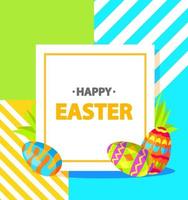 Festive banner. Happy Easter eggs on a grass the painted lie ornament. Flat illustration vector.Painted eggs ornament. Spring holiday.Website banner concept. vector