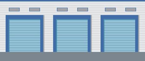 Storage unit .Warehouse building with roller doors.Flat vector. vector