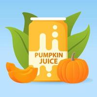 Aluminum can with pumpkin vegetable juice.Realistic vector illustration.Healthy eating.Symbol for online stores and restaurants.