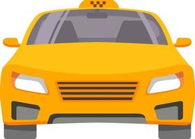 coche de taxi vista de taxi amarillo desde el frente. vector plano de dibujos animados.