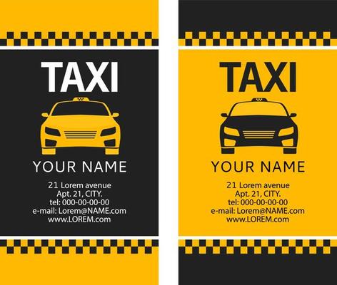 Business card of the taxi. Service of a call of the cab car. Flat illustration vector.