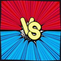 VS, comic retro lettering with shadows, halftone pattern on retro poster background. Cloud of explosion with the inscription, versus. Bright vector illustration in vintage pop art style.