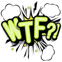 WTF - retro lettering with shadows, halftone pattern on retro poster  background. Vector bright illustration in vintage pop art style.